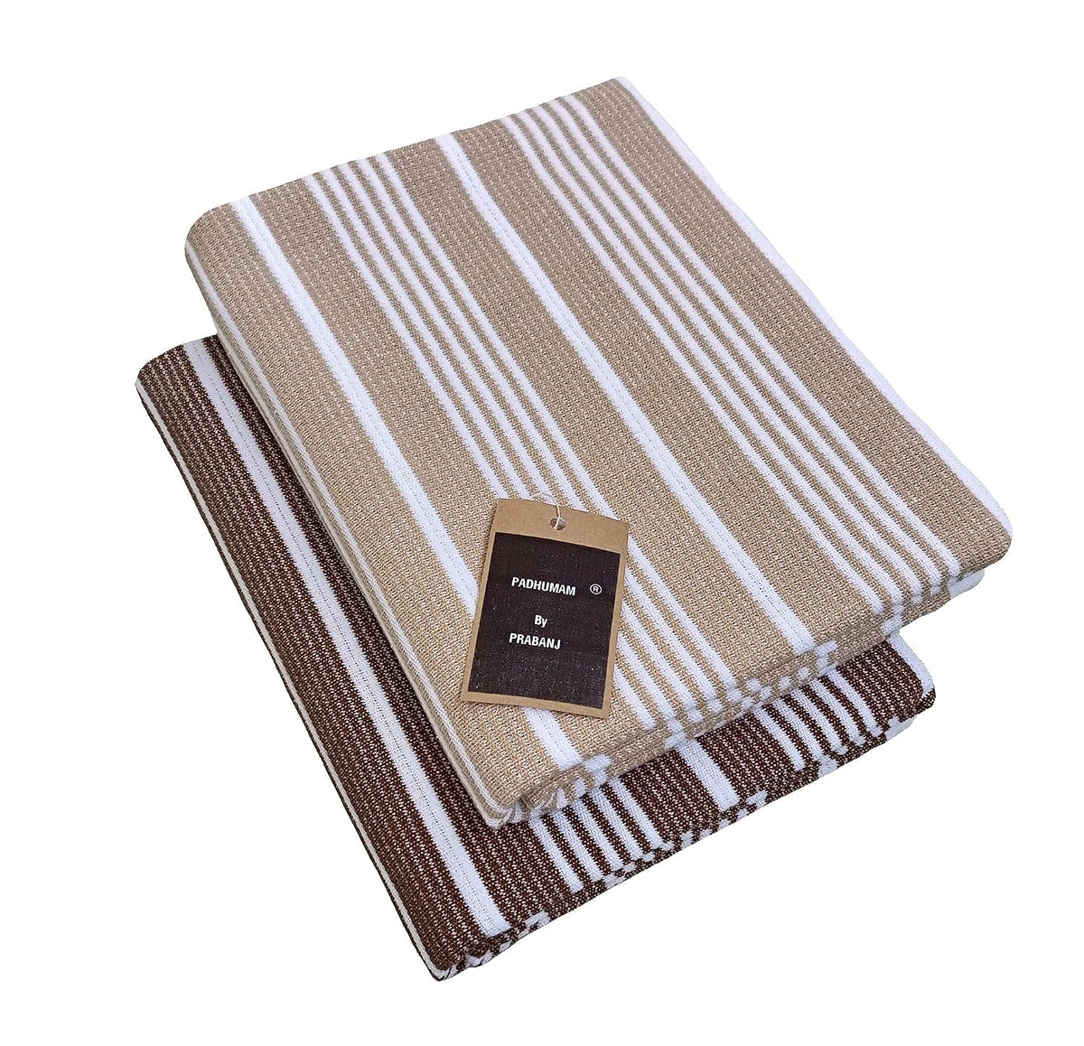 Padhumam Cotton Bath Towels 900 Gsm (Brown & Beige) - Pack Of 2