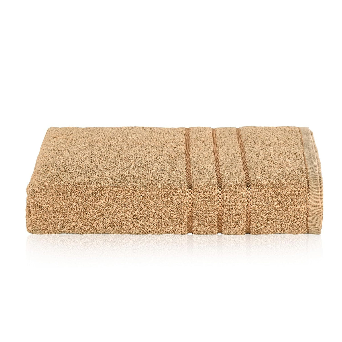Kuber Industries Bath Towel 450 Gsm | Towel For Bath, Gym, Travel & Beach | Plain Lining (Light Brown)