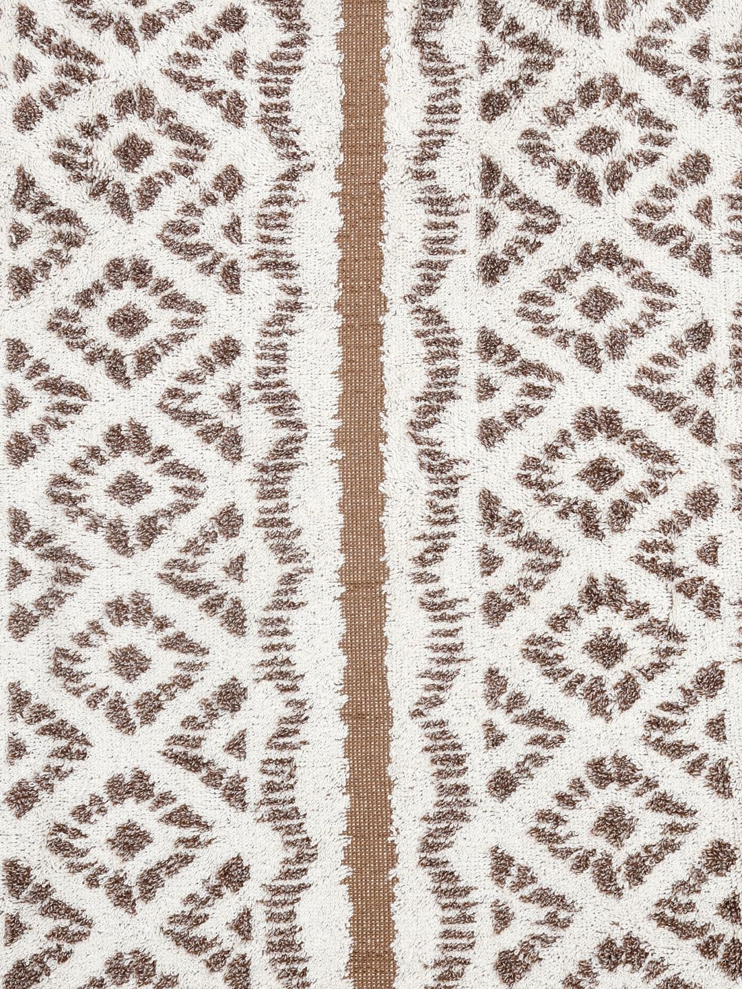 Homefresh Decorative Cotton Bath Towel 500 Gsm | Geometric Pattern Brown & White (Kelle)