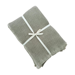 Sanglobal 100% Cotton Waffle Bath Towels 600 Gsm | Ultra Soft Absorbent Cotton Bath Towel Fluffy Design -Set Of 2 (Light Brown)