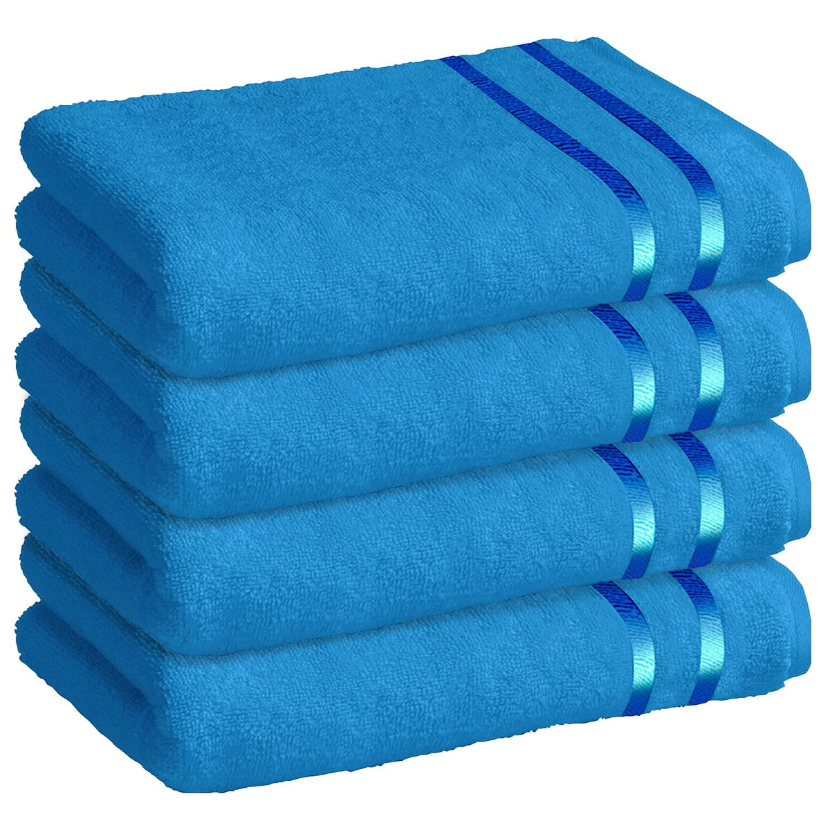 Story@Home 100% Cotton Large Size Bath Towels 1800 Gsm | Perfect For Everyday Use (Blue) - Pack Of 4
