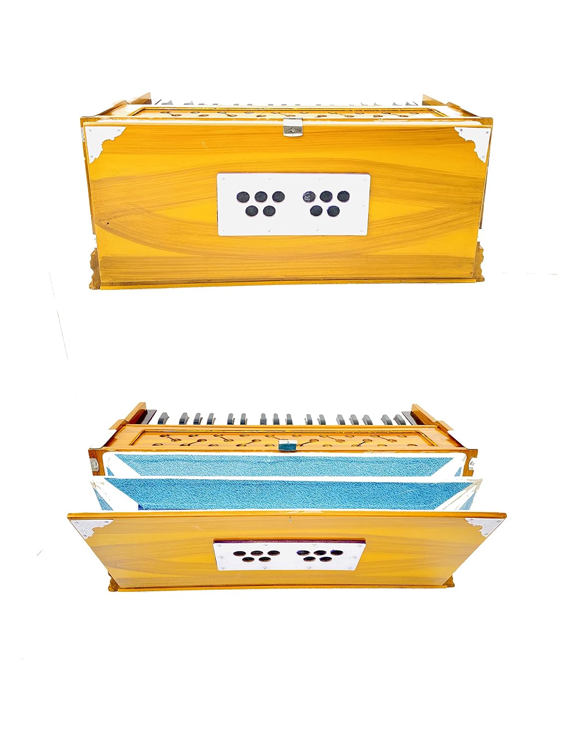Harmonium 3 1/4 Octave - 39 Keys, Bass + Male Two Reeds, Finish Lacquer, 7 Stopper (5 Stops 2 Drones) | Easy To Pump - Tuning 440 Standard Pitch