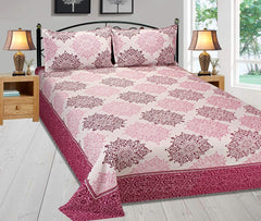 Double Bedsheet With 2 Pillow Cover - Size 90 X 100 Inches, Red | Designer Printed Bedsheet Set - Naturally Soft, Breathable, & Skin Friendly