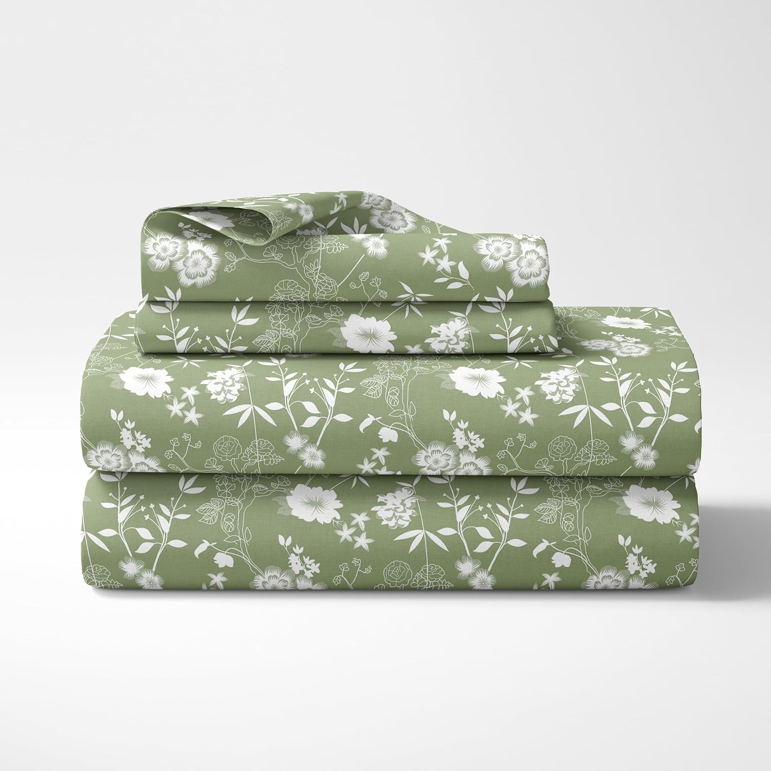 1 Single Bedsheet & 1 Pillow Cover - 54 X 84 Inches, Olive Green | Coordinated Look For Your Bedding | Durable & Easy To Maintain