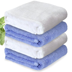 Heelium Bamboo Bath Towel | Lightweight & Quick Drying | Ultra Absorbent Towel 400 Gsm | Pack Of 4 - White, Iris
