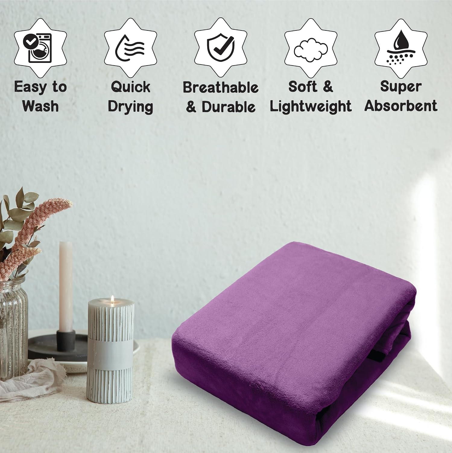 Housse Premium Microfiber Bath Towel 550 Gsm | Extra Large Quick Dry Towels Super Soft Plush | Ultra Absorbent For Home, Swimming, Sports, Travel (Wine)