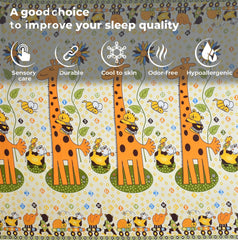 Kids 1 Single Bedsheet With 1 Pillow Covers - 42 X 75 X 8 Inches, Yellow | Cotton Feel All Around Elastic Fitted Bedsheet - Suitable For Children Room Breathable & Wrinkle Free