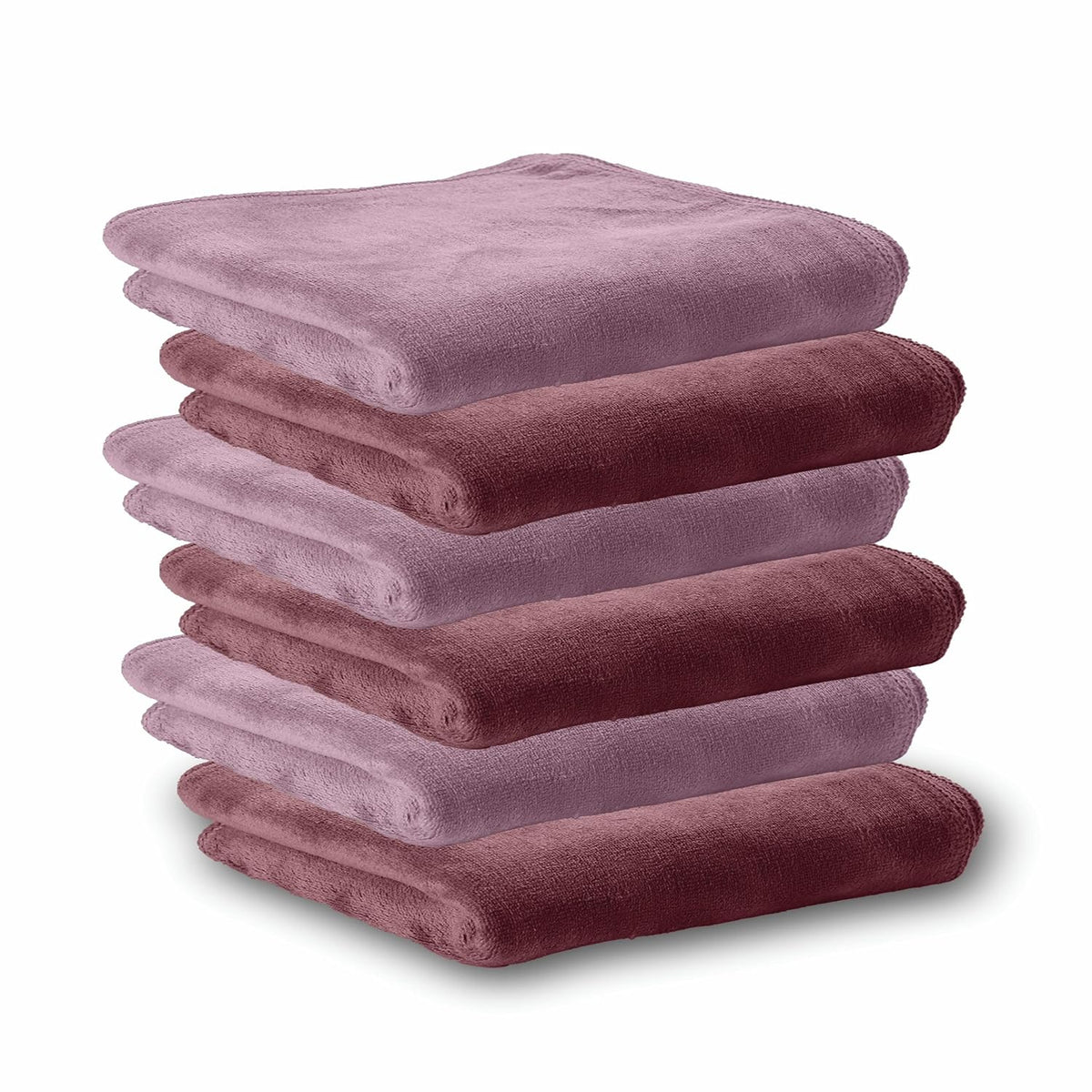 Housse Microfiber Hand Towel 1200 Gsm | Premium Quality Towels Ultra Absorbent & Anti-Bacterial For Gym (Rose Taupe & Nirvana Purple) - Pack Of 6
