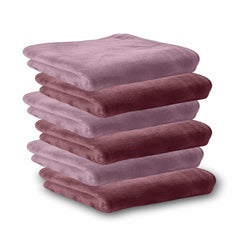 Housse Microfiber Hand Towel 1200 Gsm | Premium Quality Towels Ultra Absorbent & Anti-Bacterial For Gym (Rose Taupe & Nirvana Purple) - Pack Of 6