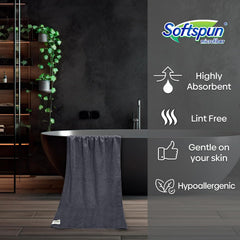Softspun Microfiber Bath Towel 244 Gsm | Ultra Absorbent Super Soft & Lightweight Quick Drying For Women Daily Use Large Size Towel (Grey)