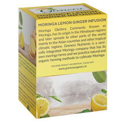 Grenera Moringa Lemon Ginger Infusion Tea - 20 Tea Bags | Herbal Dietary Supplement - Caffeine Free, Non-GMO, Gluten Free, Staple Free