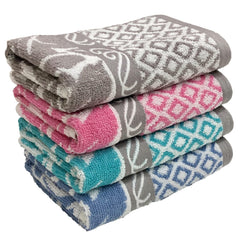 Stamio Cotton Hand Towels 490 Gsm | Towel For Men & Women Home Kitchen Use, Gym, Wash Basin, Sports, Travel | Jacquard Towel Multicolor (Set Of 4)