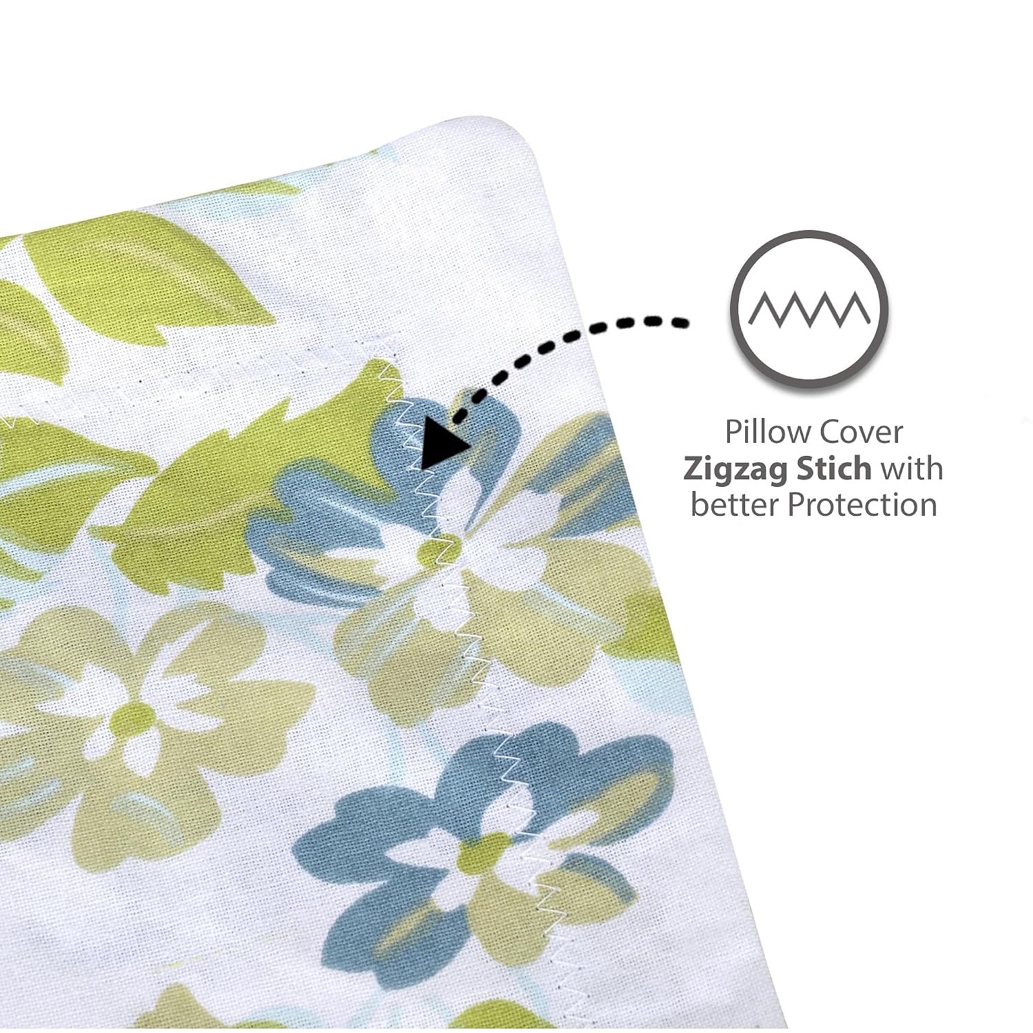 Single Bedsheet With 1 Pillow Cover - 57 X 87 Inches, White & Green | Designer Printed Bedsheet Set - Naturally Soft, Breathable & Skin Friendly