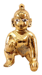 Lord Laddu Gopal Ji God Idol, Gift Item, Gold, Pure Brass Idol, All Occasion, Antique Look, Ideal For Puja, Prayer, Auspicious Occasions & Festivals Of India, Krishna Statue