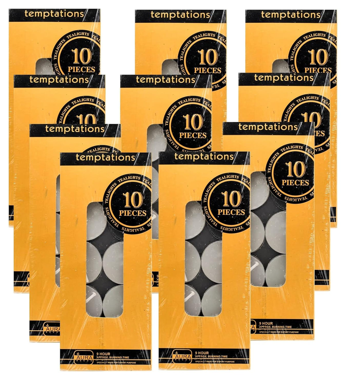 WHITE TEALIGHT CANDLES PACK OF 10 | 100 CANDLES | 9 HOURS BURNING TIME