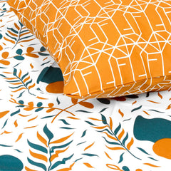 Soft Cotton Double Bedsheet For Queen Size With 2 Pillow Covers | 87 X 100 Inches, Mustard & White - Soft & Breathable Fabric | Comfortable For Daily Use