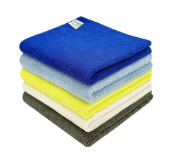 Softspun Microfiber Cloth 340 Gsm | Thick Lint & Streak-Free Multipurpose Cloths Automotive Microfibre Towels For Car Bike Cleaning Polishing Washing & Detailing (5 Pcs) | Multicolor