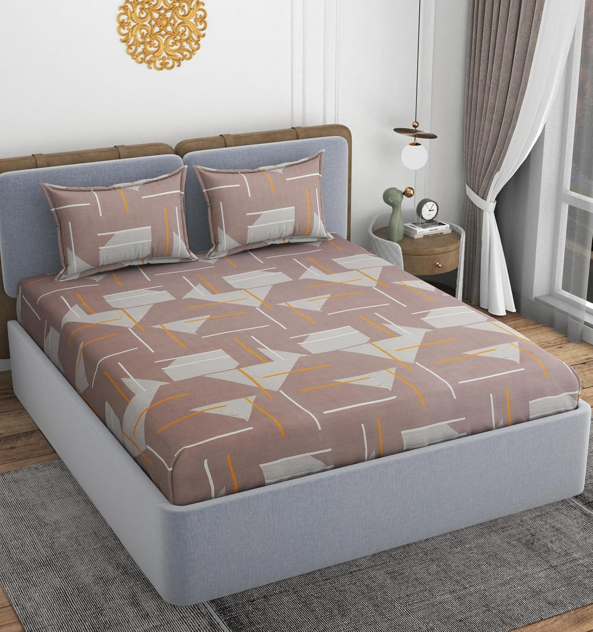 Queen Size Double Bedsheets With 2 Pillow Cover - Size 60 X 78 X 10 Inches, Multicolor | All Around Elastic Fitted - Lightweight, Soft & Comfortable