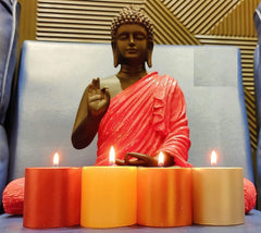 METALLIC FINISH PILLAR CANDLES | BURNING TIME 30 HOURS SET OF 4 BEST FOR GIFT