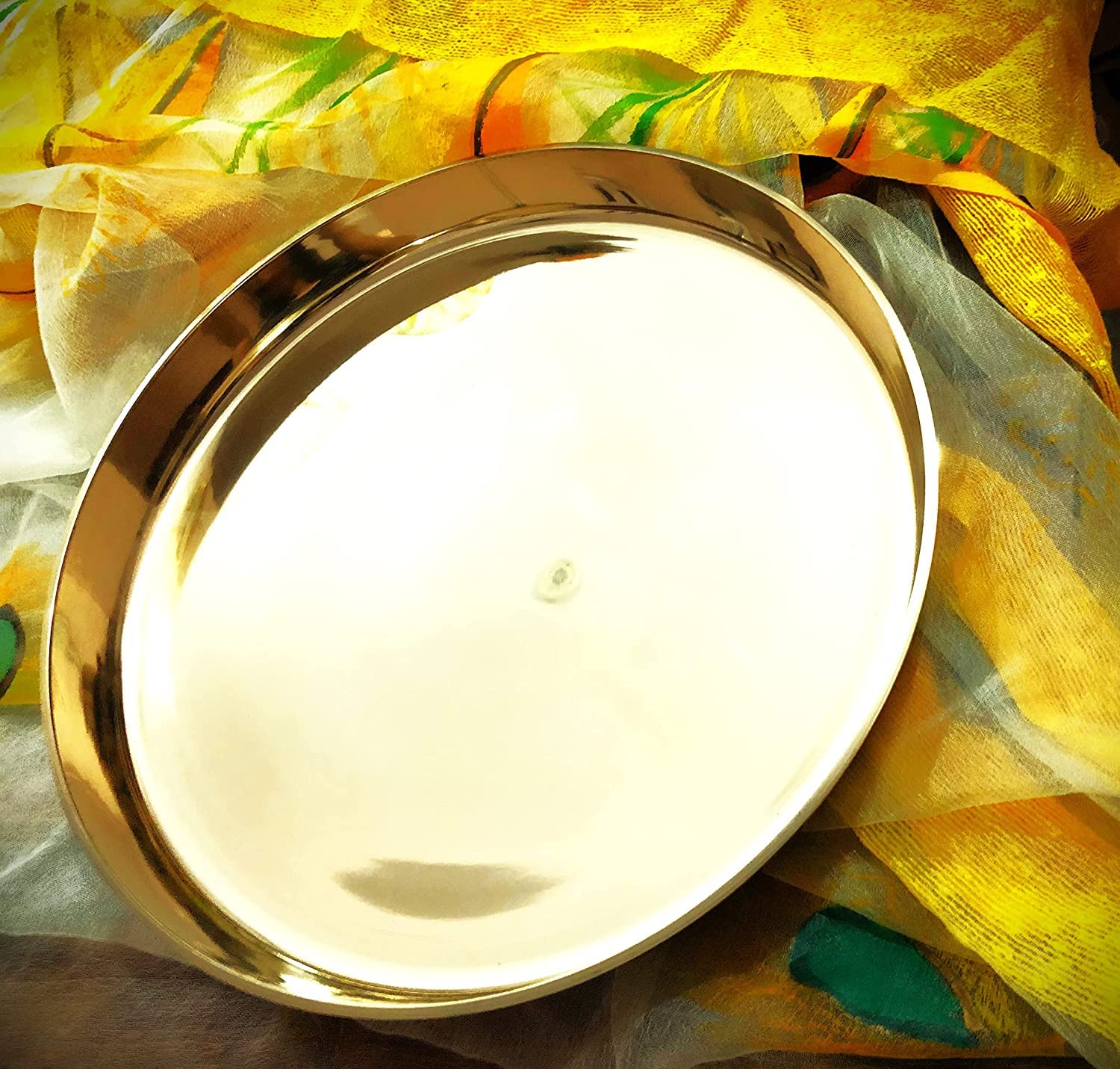 Dinner Set Thali Handmade Bronze Plates Set Of 2 - Approximate 12 Inch Bronze Kansa Thali