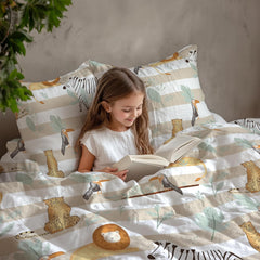 1 King Size Bedsheet With 2 Pillow Covers - 104 X 104 Inches, Beige & Green | Soft Wrinkle Free & Breathable Bedsheets - Durable & Long Lasting Bedsheet