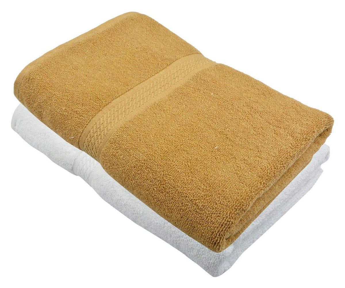 North Field Bath Towel 1000 Gsm | Extra Soft & Absorbent, Durable Bath Towel (Brown & White) - Set Of 2
