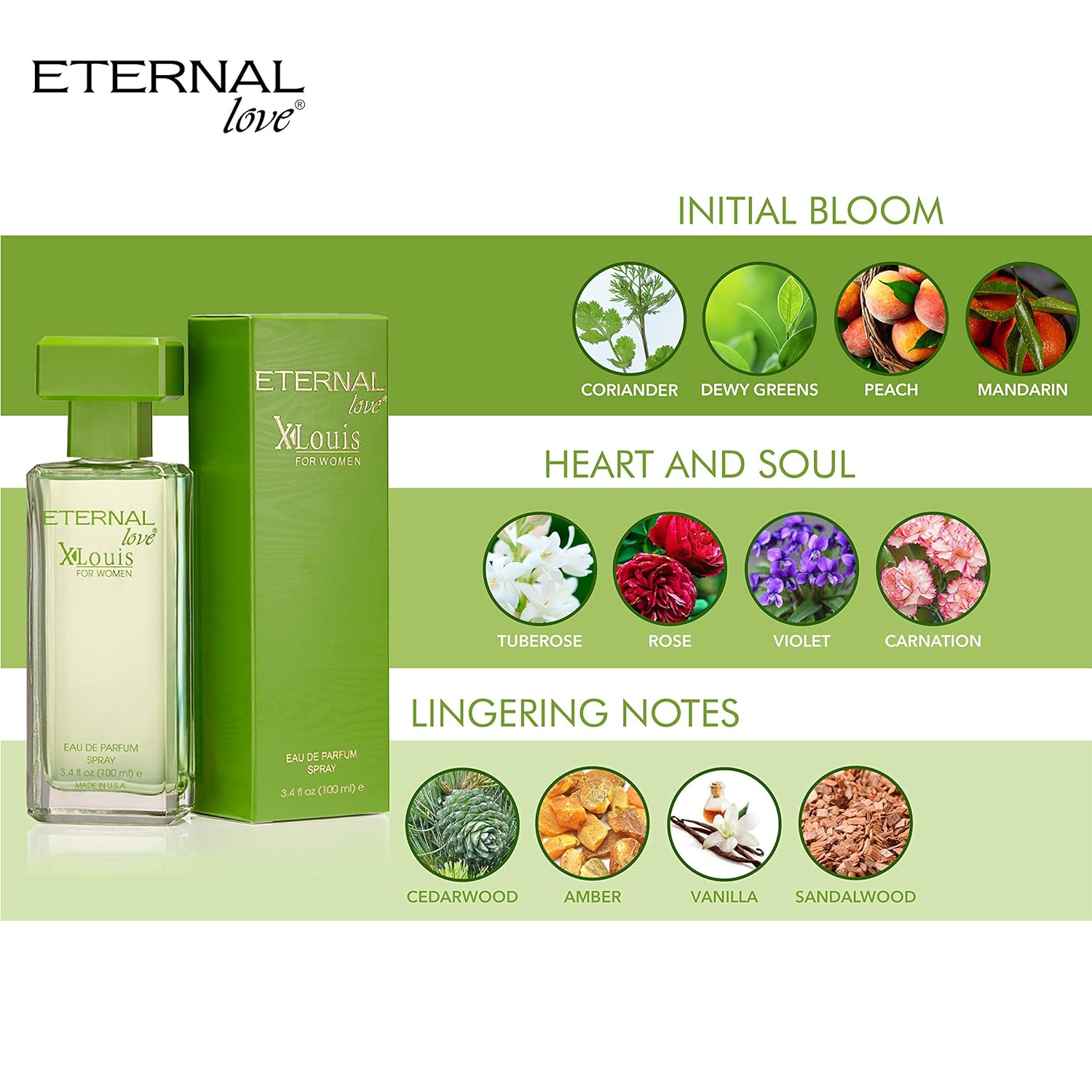 Eternal Love Xlouis For Women Eau De Parfum Spray 100ml 3.4 Fl.oz. Long Lasting | Alcohol Free