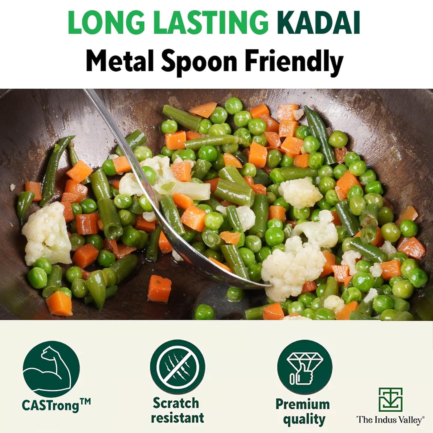 Super Smooth Cast Iron Kadai For Deep Frying - Small, 20.3cm, 8 Inch, 1.3 Liters, 1.8 Kg | Naturally Nonstick, Pre-Seasoned Kadhai, 100% Pure & Toxin-Free, No Chemical Coating