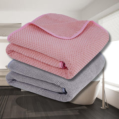 Fezora Microfiber Contler Bath Towels 700 Gsm | Large Size Bath Towel Soft & Absorbent Bath Towel For Men & Women (Light Pink & Grey)- Pack Of 2