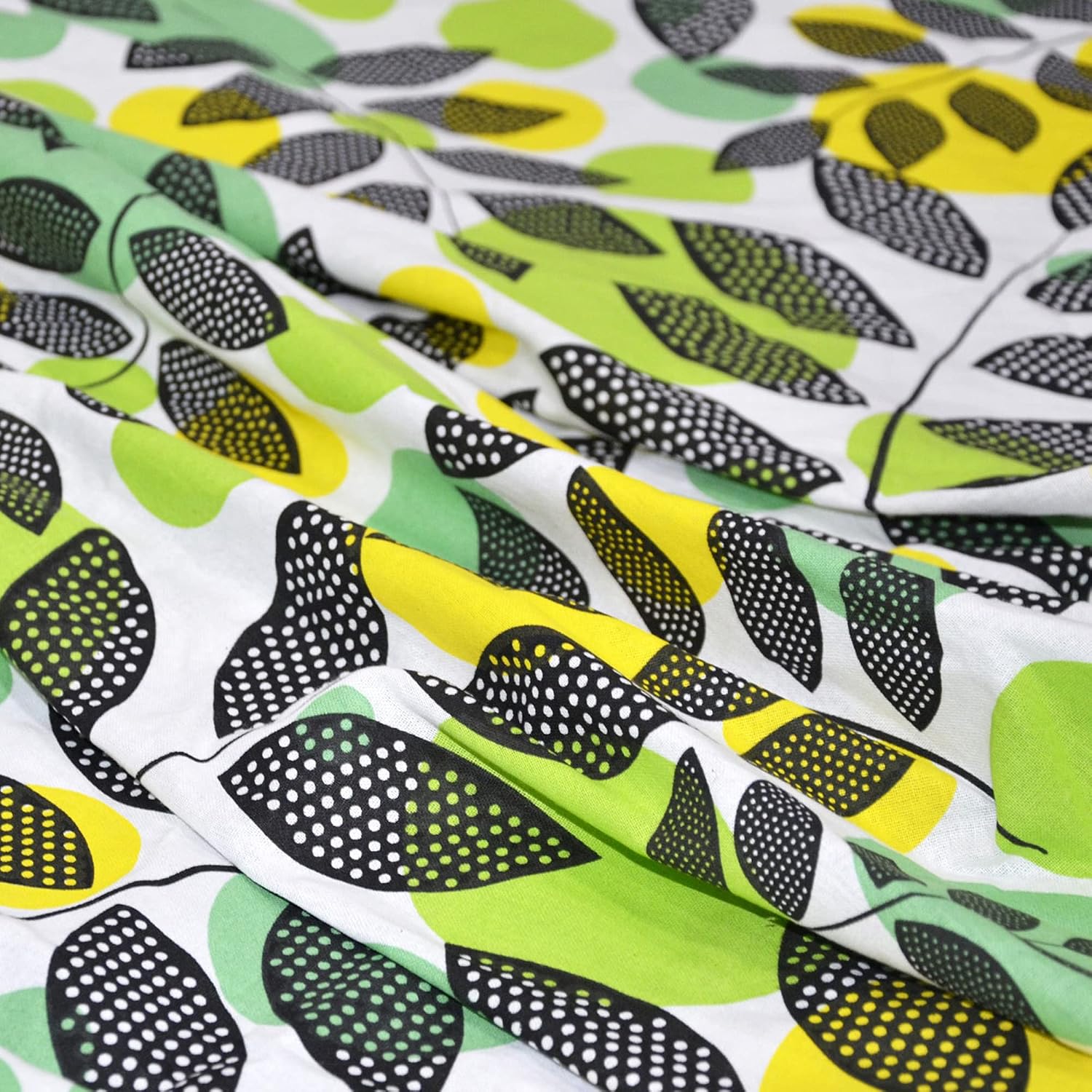 Bedsheet For Single Size Bed With 1 Pillow Cover - 57 X 87 Inches, Green & Yellow | Gifts For Wedding Or Anniversary, Surprise, Soft, Breathable, & Comfortable Bedsheet