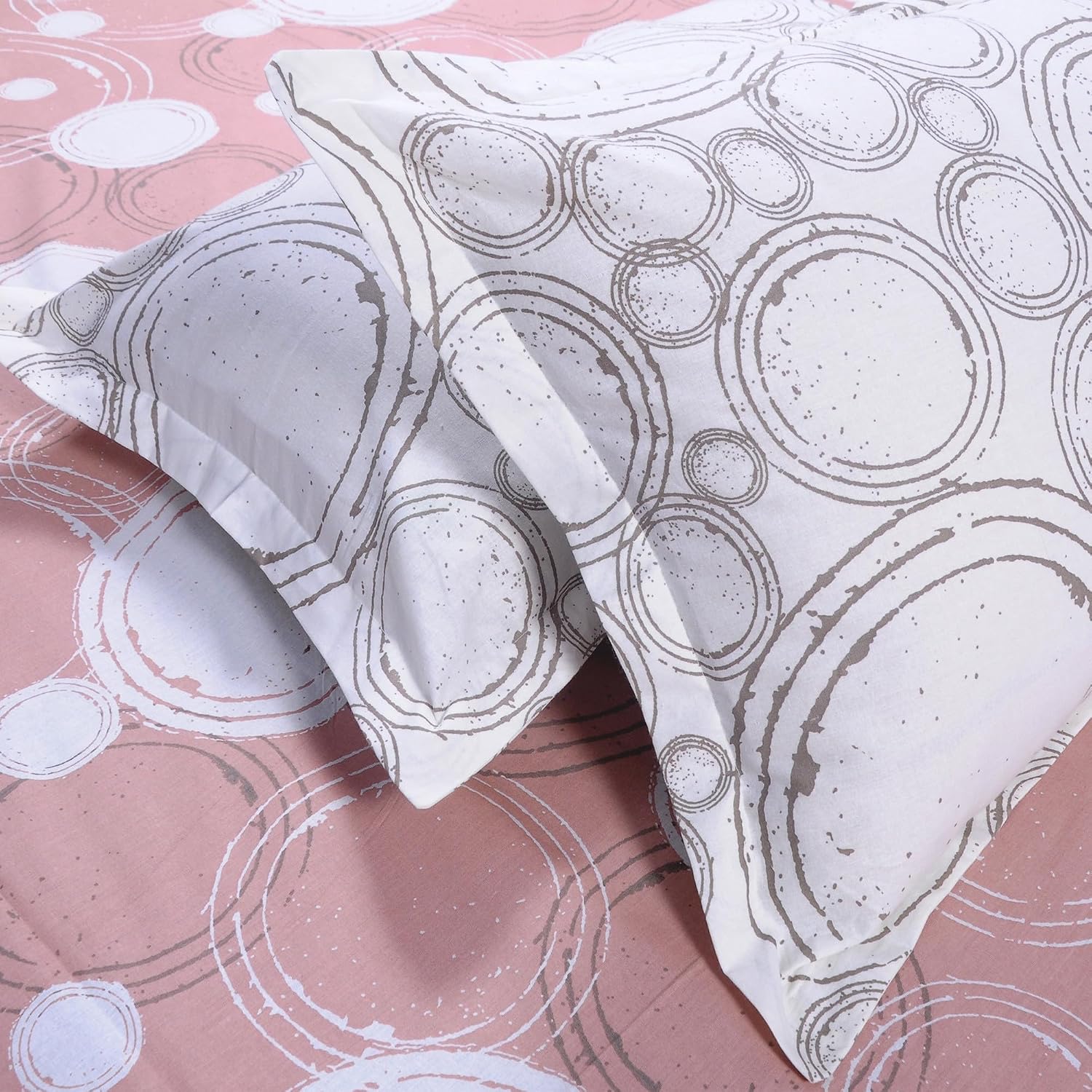 Beautiful Single Bedsheet With 1 Pillow Cover - 55 X 88 Inches, Pastel Peach & Off White | Cotton Bedsheet Is Naturally Comfortable