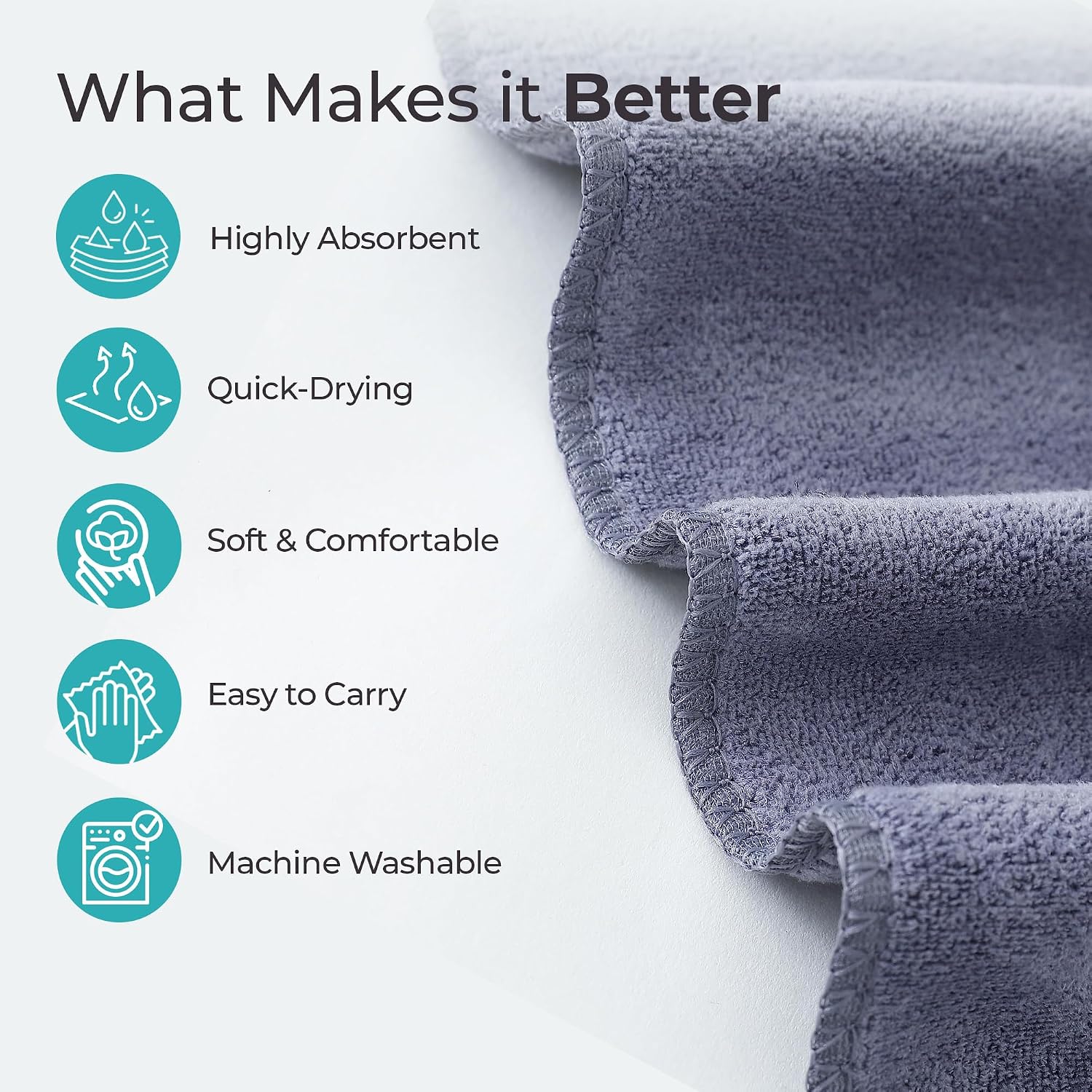 The Better Home Face Towel 150 Gsm | Microfiber Towel For Men & Women Machine Washable Quick Drying Easy To Carry (Grey)