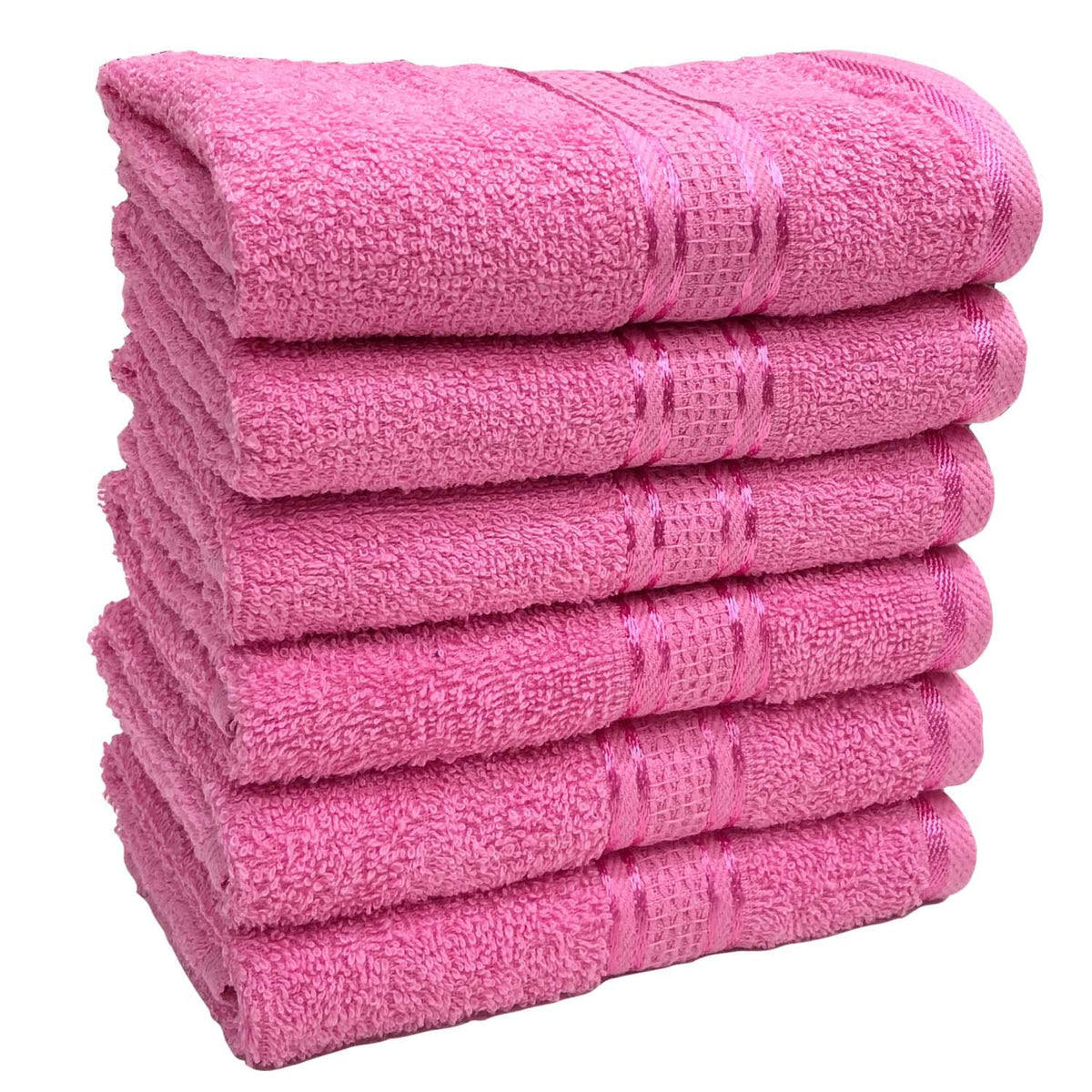 Stamio Cotton Hand Towel 425 Gsm For Men, Women, Home Use, Gym, Wash Basin | Soft, Absorbent, Quick Dry, Small Size Towels, Travel Friendly (Baby Pink) - Set Of 6