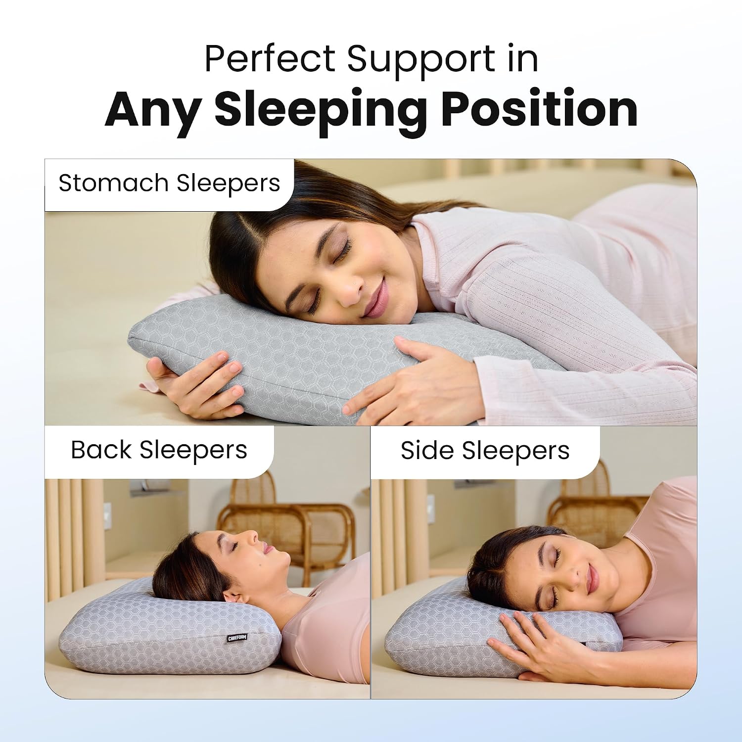 Ventilated Cooling Gel Memory Foam Pillow, Orthopedic Pillow - 22x14x5 Inch | Grey, Medium Size, For Sleeping & Neck Pain Relief With Premium Removable Zipper Cover | Long-Lasting -Pack Of 2
