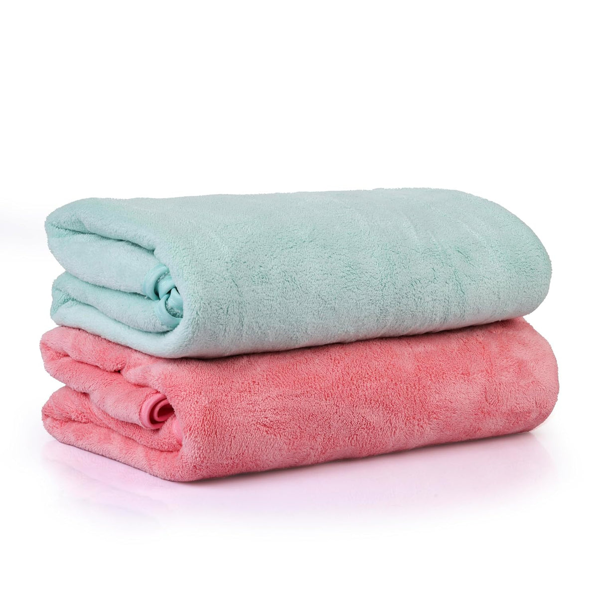 Glivary Microfiber Bath-Soft Towels 640 Gsm | With Hook Quick Dry Super Absorbent-Bath Towel For Men & Women (Green & Pink) | Pack Of 2