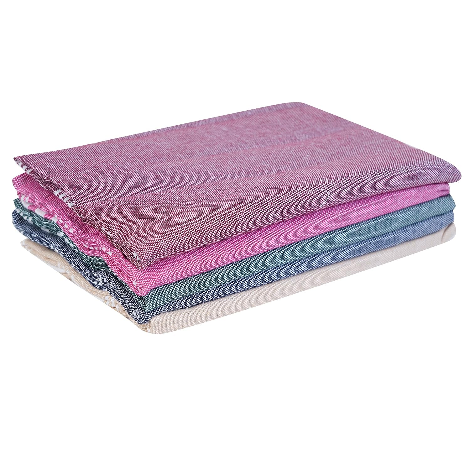 Comfort Weave Cotton Striped Bath Towels 250 Gsm Multicolor (Set Of 5)