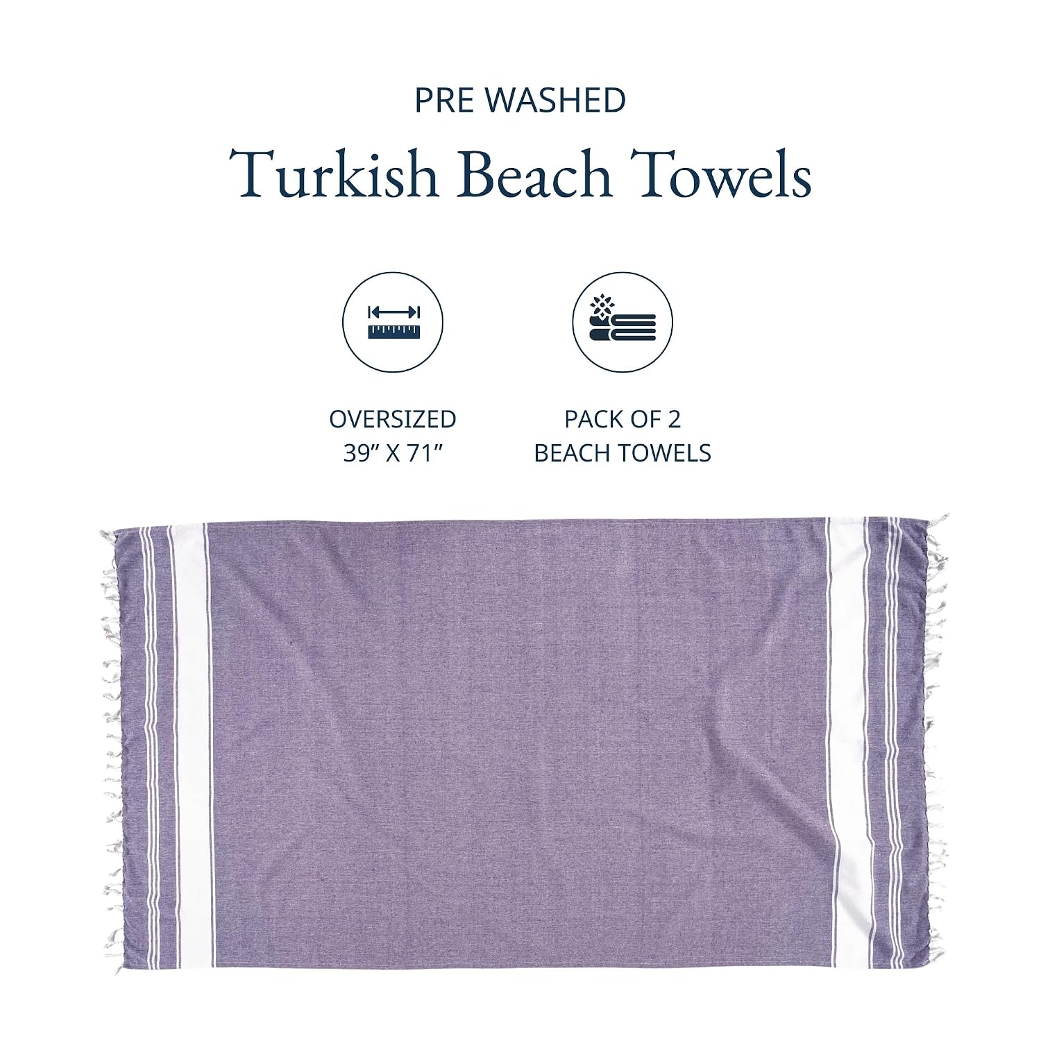 Lane Linen Large Pool Xl Beach Towel 699 Gsm | Pre-Washed No Shrink Quick Dry Oversized Beach Towels, Stylish Beach Towel For Women - Regal Orchid (2 Pack)