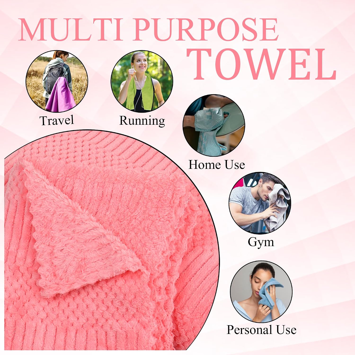 Homecloud Ultra Soft Bath & Face Towel Set 300 Gsm | 3x Softer Than Cotton Towels | Highly Absorbent & Ultra Fast Dry | Set Of 2 (Leopard Pink)
