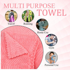 Homecloud Ultra Soft Bath & Face Towel Set 300 Gsm | 3x Softer Than Cotton Towels | Highly Absorbent & Ultra Fast Dry | Set Of 2 (Leopard Pink)