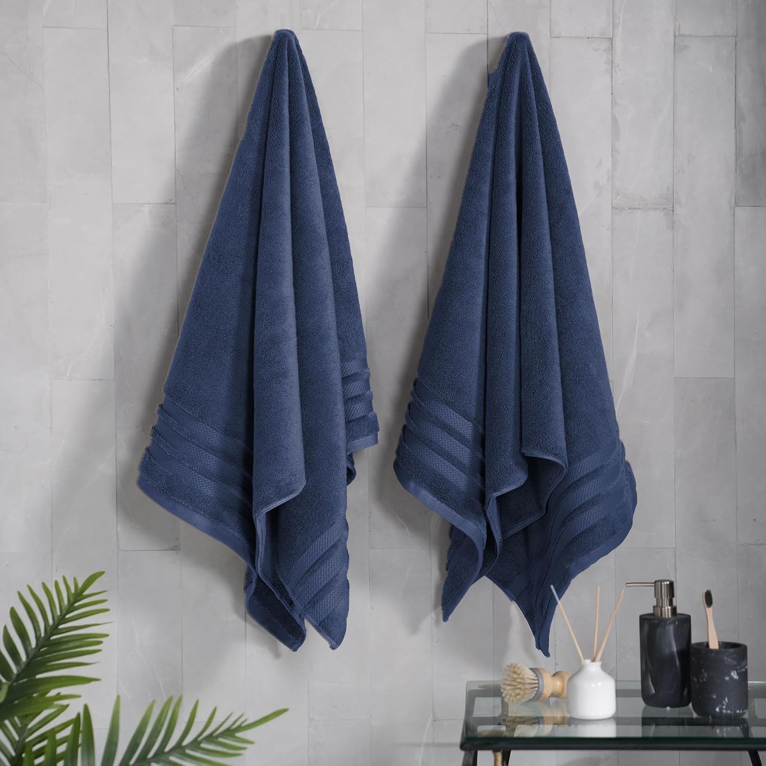 Mytrident Finesse 100% Cotton Bath Towels 1200 Gsm (Navy) -2 Piece