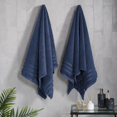 Mytrident Finesse 100% Cotton Bath Towels 1200 Gsm (Navy) -2 Piece