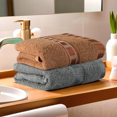 Kuber Industries Soft Cotton Face Towels 400 Gsm | Easily Washable Towels & Workout Gym Napkins For Men - Grey & Golden (Pack Of 2)