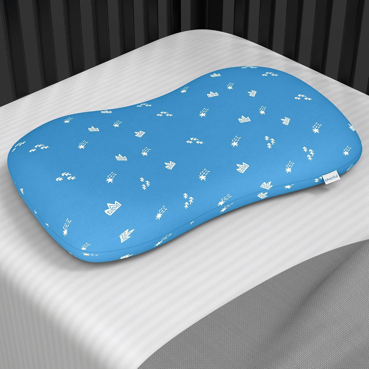 Memory Foam Pillow For Kids, For Extra Neck Support, Blue, Size - 20.5 X 11.5 X 2.5 Inch | Kids Pillow, Removable Cover, Royal Star Pattern Baby Pillow For Girls & Boys, For 3 Years & Above