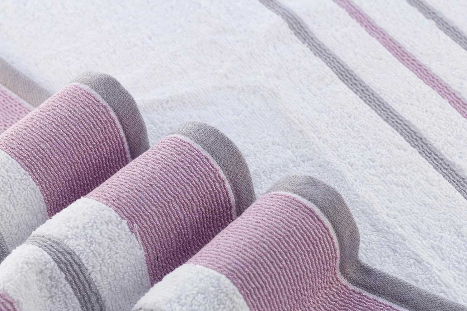Casa Copenhagen Egyptian Cotton Exotic Hand Towel 400 Gsm (Lavender / Light Grey)- 2 Pcs