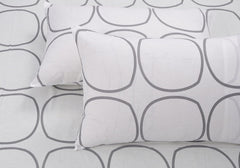 Single Bed Sheet Size - 55 X 88 Inches With 1 Pillow Covers, White (Grey Circles) | Wash Dark Colors Separately | Lightweight, Soft, & Comfortable Bedsheet