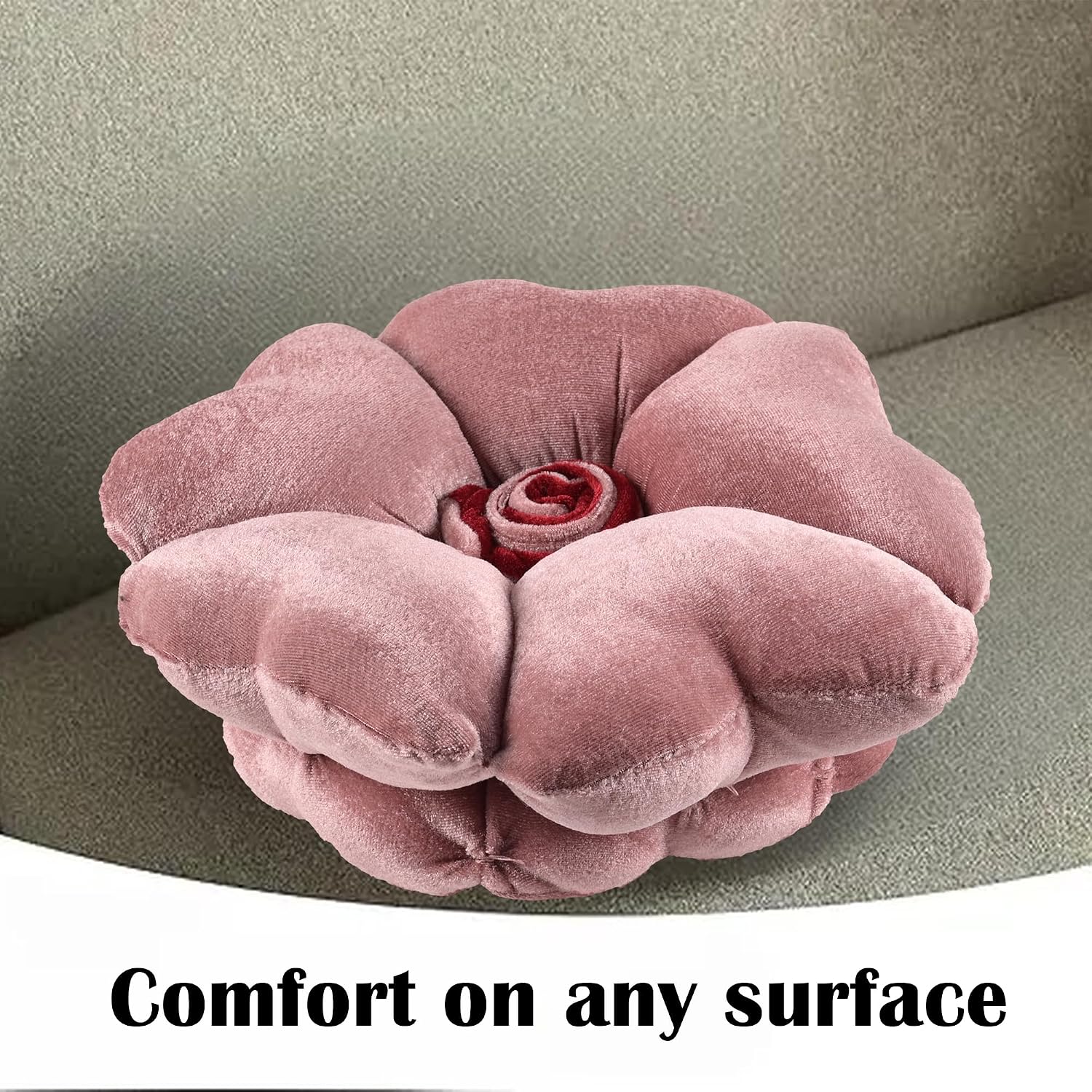 Rose Shape Pillow, Soft Cushion Pillow For Car & Room Decoration, Rose Pink - 13 Inches | Decorative Plushie Cushions For Sofa & Bed | Head Rest Pillow, Furniture Cushion - Pack Of 3