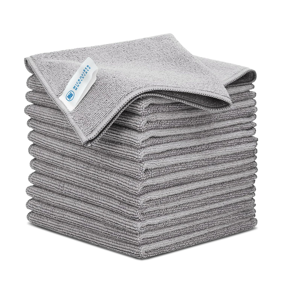 Microfiber Wholesale Buff Pro Multi-Surface Microfiber Cleaning Cloths 400 Gsm | Premium Microfiber Towels For Cleaning, Kitchens & Bathrooms (Gray) - Pack Of 12