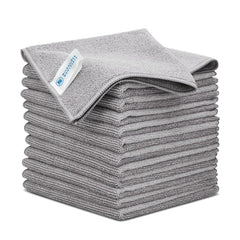 Microfiber Wholesale Buff Pro Multi-Surface Microfiber Cleaning Cloths 400 Gsm | Premium Microfiber Towels For Cleaning, Kitchens & Bathrooms (Gray) - Pack Of 12