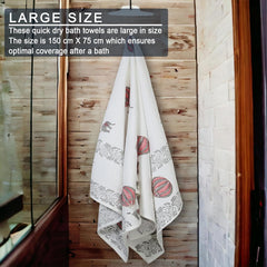 Urbano Homz 100% Cotton Large Size Bath Towel 350 Gsm | For Men & Women, Ethnic Bathing Towel (Red & Grey)