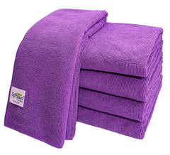 Softspun Microfiber Cleaning Cloths Towel 300 Gsm | Thick Lint & Streak-Free Multipurpose Cloths Automotive Microfibre Towels For Car, Bike Cleaning Polishing Washing Pack Of 5 (Purple)